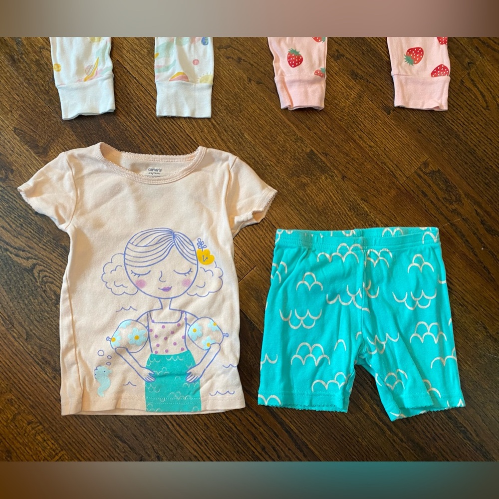 LOT- 7 pairs cotton pajama sets girl size 4T (14pcs total) sleepwear USED pjs - Picture 4 of 16